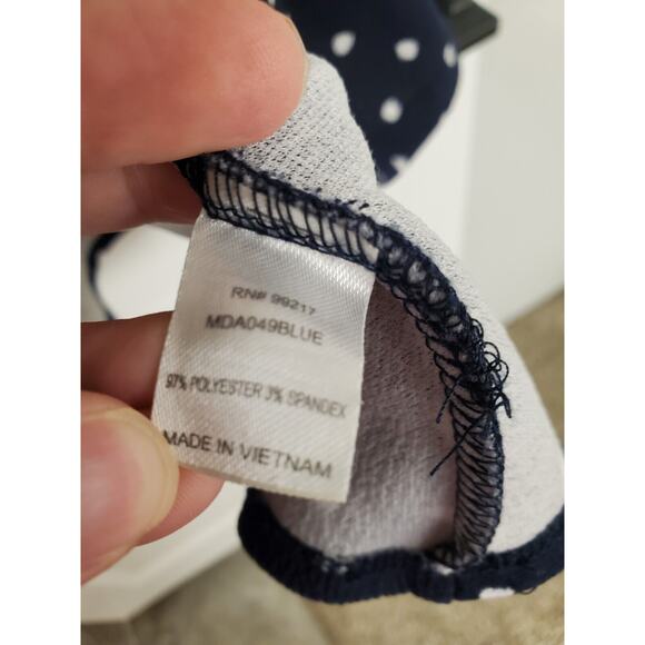 Women's Charming Charlie Navy Polka Dot Criss Cross Back Dress | Size Small - Picture 7 of 7